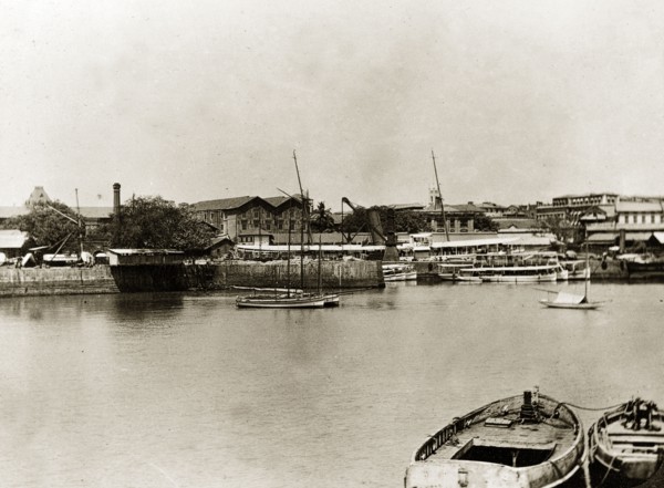 RIMS dockyard in Bombay. Boats moored in the harbour of a government dockyard belonging to the