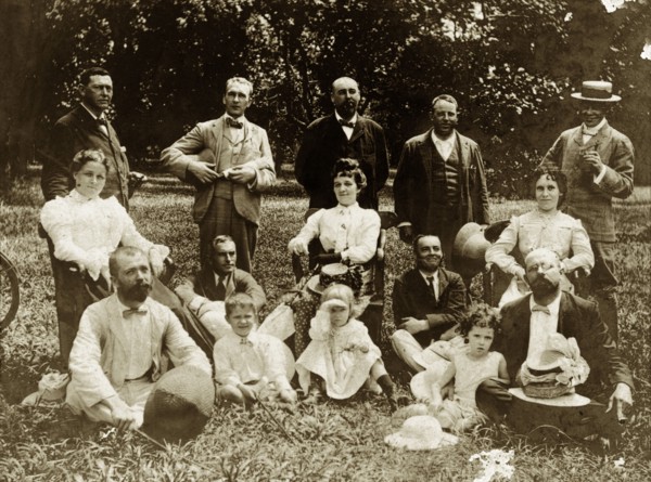 Edwardian families in Calcutta. Portrait of a group of British officers in the Royal Indian Marine