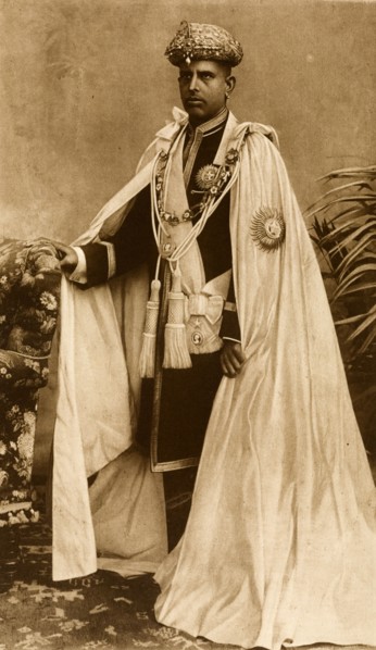 Sir Rama Varma. Studio portrait of Sir Rama Varma (1853-1943), Raja of Kochi, dressed in his robes