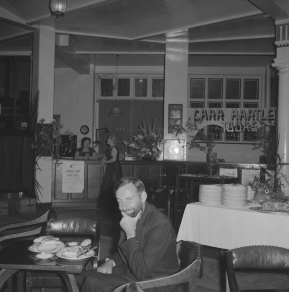Charles Trotter at dinner. A rare photograph of Charles Trotter, a professional photographer whose