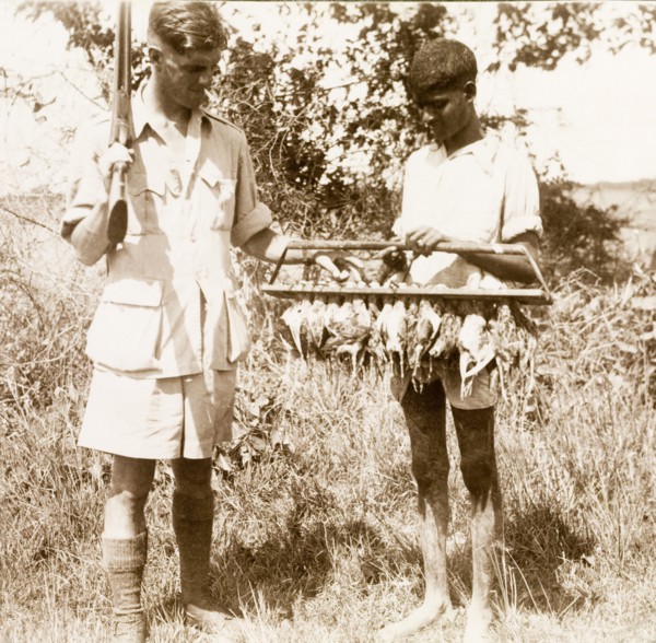 Bird shooting at Gokalpur. A British man identified as 'D.R.G.' ('Dennis') smokes a cigarette,