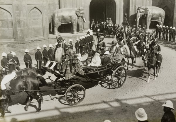 Procession of state entry. Nawab Sultan Jahan Begum (1858-1930), the Muslim ruler of Bhopal, enters