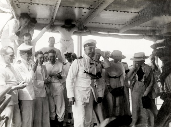 The Duke of Connaught joins in the fun. The Duke of Connaught is pictured with a fish tied around