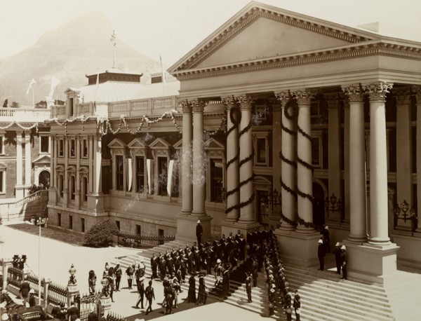 Opening of the new Union Parliament, Cape Town. The Duke and Duchess of Connaught are saluted and