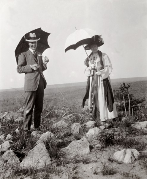The Duchess of Connaught on tour. The Duchess of Connaught and a member of her royal entourage
