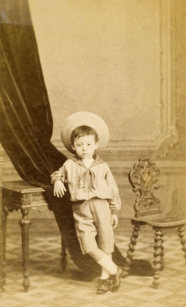 Juanito', aged three years. Studio portrait of a young boy named 'Juanito', aged three years.