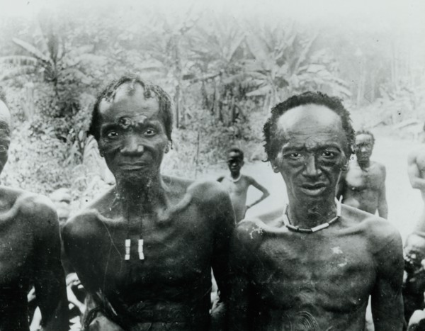 Old men of Mangi. Portrait of two elderly Congolese men, survivors of mercenary raids led by King