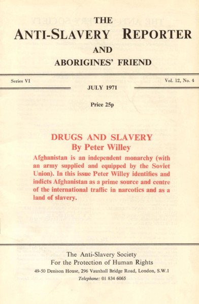 Anti Slavery Reporter', July 1971. Front cover of the 'Anti-Slavery Reporter and Aborigine's
