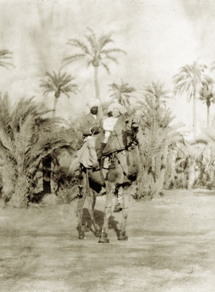 Margarert Lawrence rides a camel. Margaret Lawrence (b.1904), the daughter of Phyllis and Sir Henry