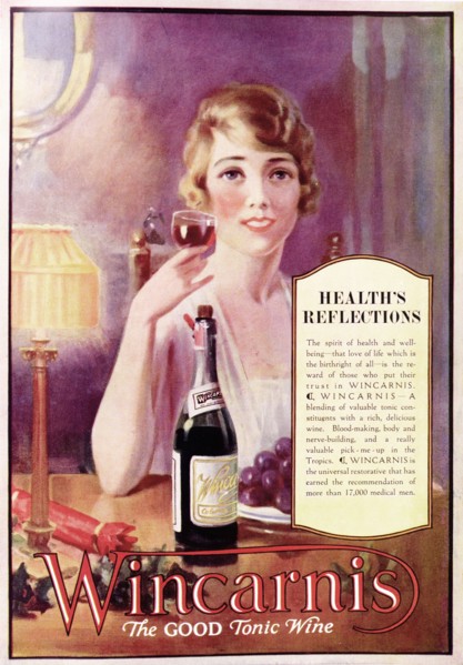 Advertisement for "Wincarnis" wine. A full-page advertisement for 'Wincarnis' tonic wine, taken