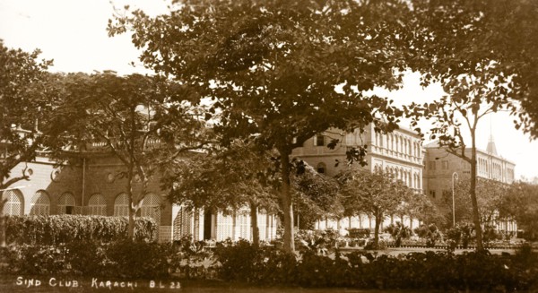 The Sind Club in Karachi. View across the front garden of the Sind Club in Karachi. Founded in