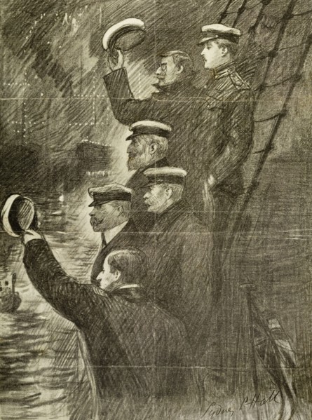 The Duke of Cornwall and York leaves Malta. A sketch depicts dignitaries from the Duke of Cornwall