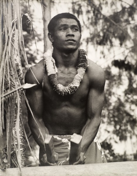 A secondary school student, Solomon Islands. A student of the King George VI School in Auki, drums