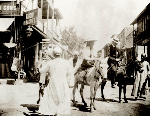 The Lawley children ride donkeys at Port Said. The Lawley children, 'Ned' (Richard) and his older