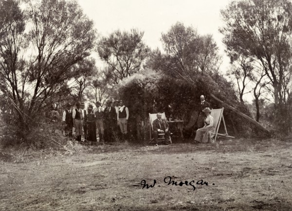 The Lawleys share a drink with Alfred Morgans. Sir Arthur Lawley, Governor of Western Australia,