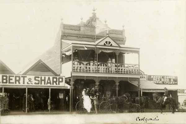 A main street in Coolgardie. A colonial building, perhaps a hotel, located on a main street of
