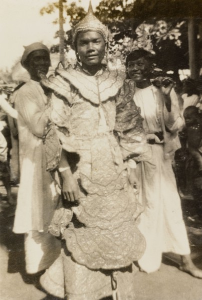 A 'nat kadaw' at the Taungbyon Festival. Portrait of a 'nat kadaw' (spiritual performer), dressed