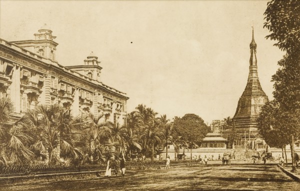 The Sule Pagoda from the south. View of the Sule Pagoda from the south. The pagoda stands at the