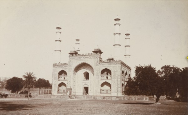 Marble gateway to Emperor Akbar's tomb. The marble gateway to Mughal Emperor Akbar's Tomb, an
