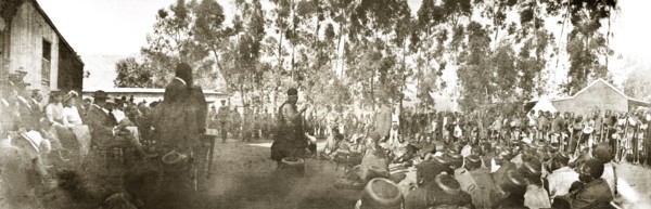 The Queen Regent of Swaziland addresses a crowd. Labotsibeni Gwamile Mdluli, the Queen Regent of