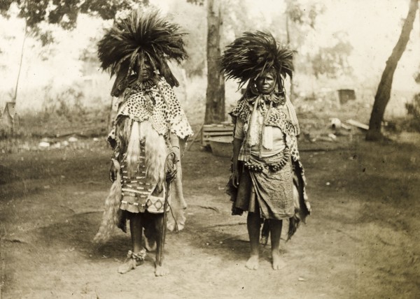 Portrait of two Swazi healers. Portrait of two Swazi healers, dressed in animal skins and jewellery