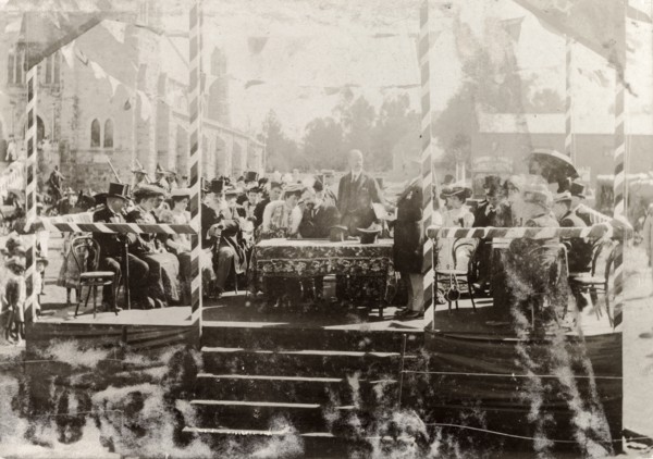 Sir Lawley receives a loyal address. Sir Arthur Lawley (1860-1932), Lieutenant Governor of the