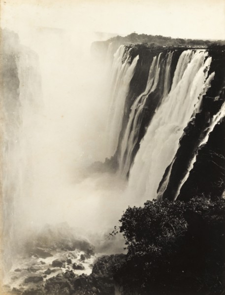 The Victoria Falls. View of Victoria Falls, situated on the Zambezi River on the border between