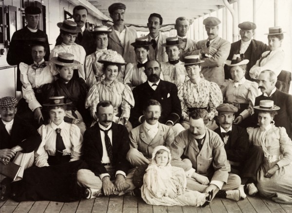 First Class passengers on SS Norman. First Class passengers of the SS Norman pose for a group