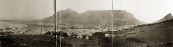 Cape Town and Table Mountain. Panoramic view over Cape Town looking towards the peaks of Table
