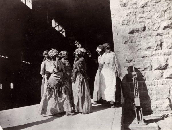 Female workers at the De Beers diamond mine. Six African women, employed as workers for the De
