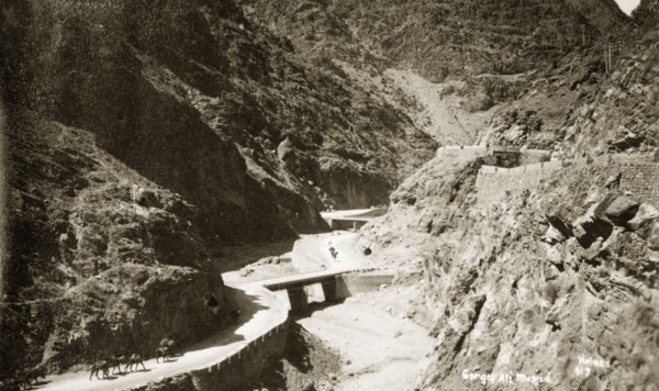 The gorge at Ali Masjid on the Khyber Pass. The gorge at Ali Masjid on the Khyber Pass, a