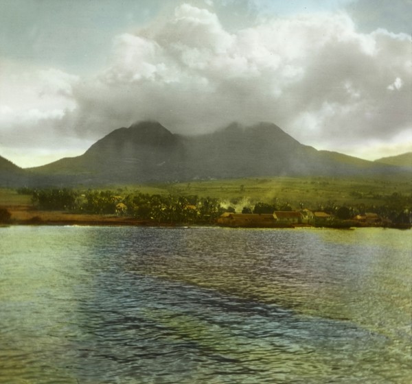 The Soufriere Hills, Montserrat. Low cloud hangs over the volcanic Soufriere Hills at Montserrat.