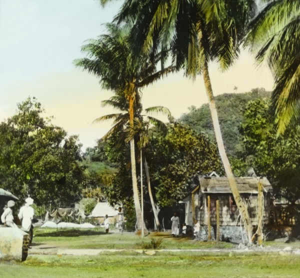 A fishing village in St Vincent. A fishing village near the coast. St Vincent, circa 1910. St