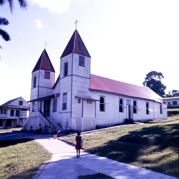 Christian church in San Ignacio, Belize. A colonial-style Christian church in San Ignacio. San