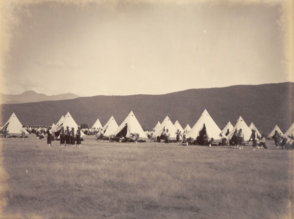 Second West India Regiment under canvas. Bell tents belonging to the Second West India Regiment are