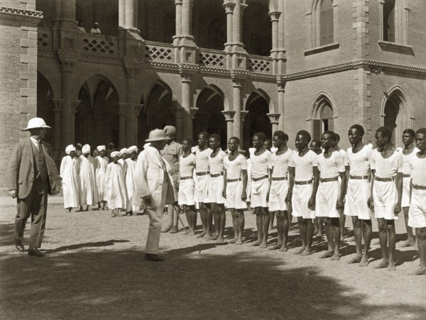 Rudolf von Slatin visits Gordon College. Sir Rudolf Carl von Slatin inspects a line of uniformed