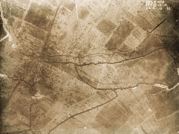Aerial view of a front line system. One of a series of British aerial reconnaissance photographs