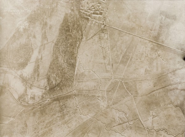 Aerial view of a trench system on the Western Front. One of a series of British aerial