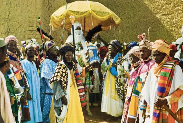 Alhaji Ado Bayero with his retinue. Portrait of Alhaji Ado Bayero (b.1930), the Emir of Kano,
