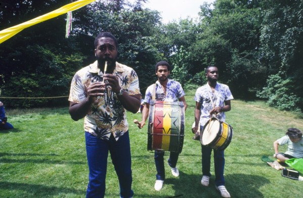 Barbadian band at a cultural festival. A Barbadian band perform at a cultural festival held at the