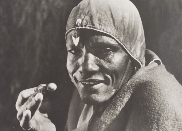 Kikuyu guide wearing a sheep's stomach cap. Close up shot of 'Gacheche', a guide who was assigned