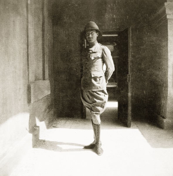 A portrait of Jos Grant. Full-length portrait of Jos Grant, a settler farmer in Kenya and the