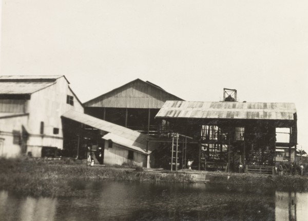 Sugar factory, Trinidad and Tobago. View of the sugar processing factory and outbuildings on a