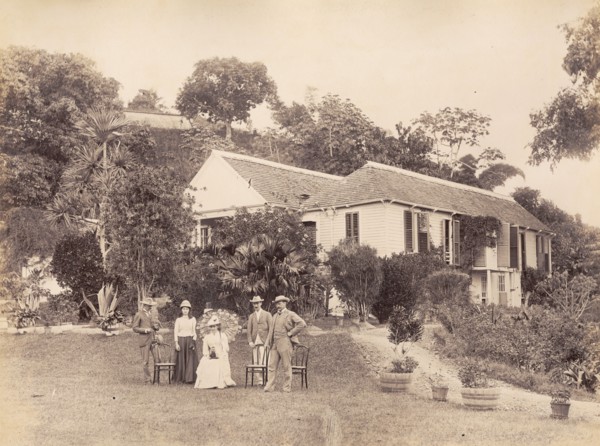 A viceroy at Craighton House. A European viceroy and his family pose for a group portrait in the