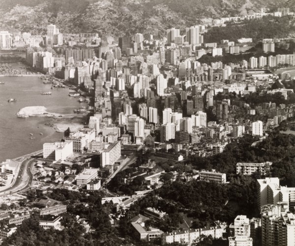A forest of skyscrapers. A forest of skyscrapers fringes Victoria Harbour, stretching from the