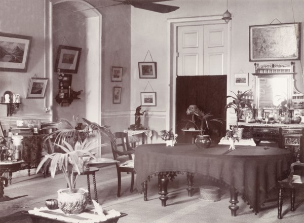 A Victorian drawing room. The Victorian-style drawing room of the flat above the family-owned