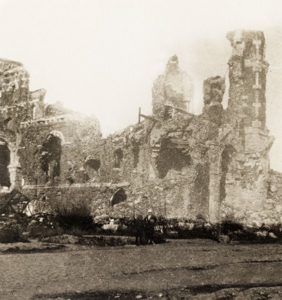 Ruins of Albert Cathedral, France. The ruins of Albert Cathedral, a Romanesque basilica damaged by