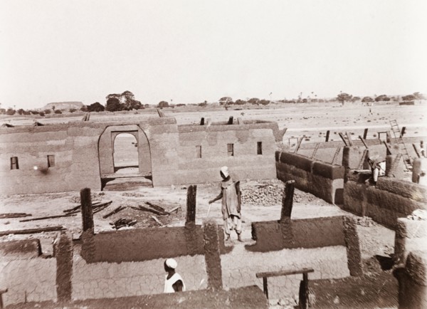 Construction of a new school in Kano. View over the construction site of a new school, where