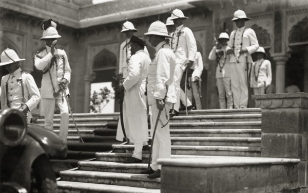 Viceregal entourage at Daly College. Officers of Lord Irwin's viceregal entourage, all in full