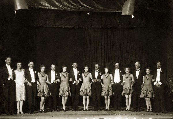 Cabaret performance at Orpheus Theatre. Officers of the West Yorkshire Regiment (The Prince of